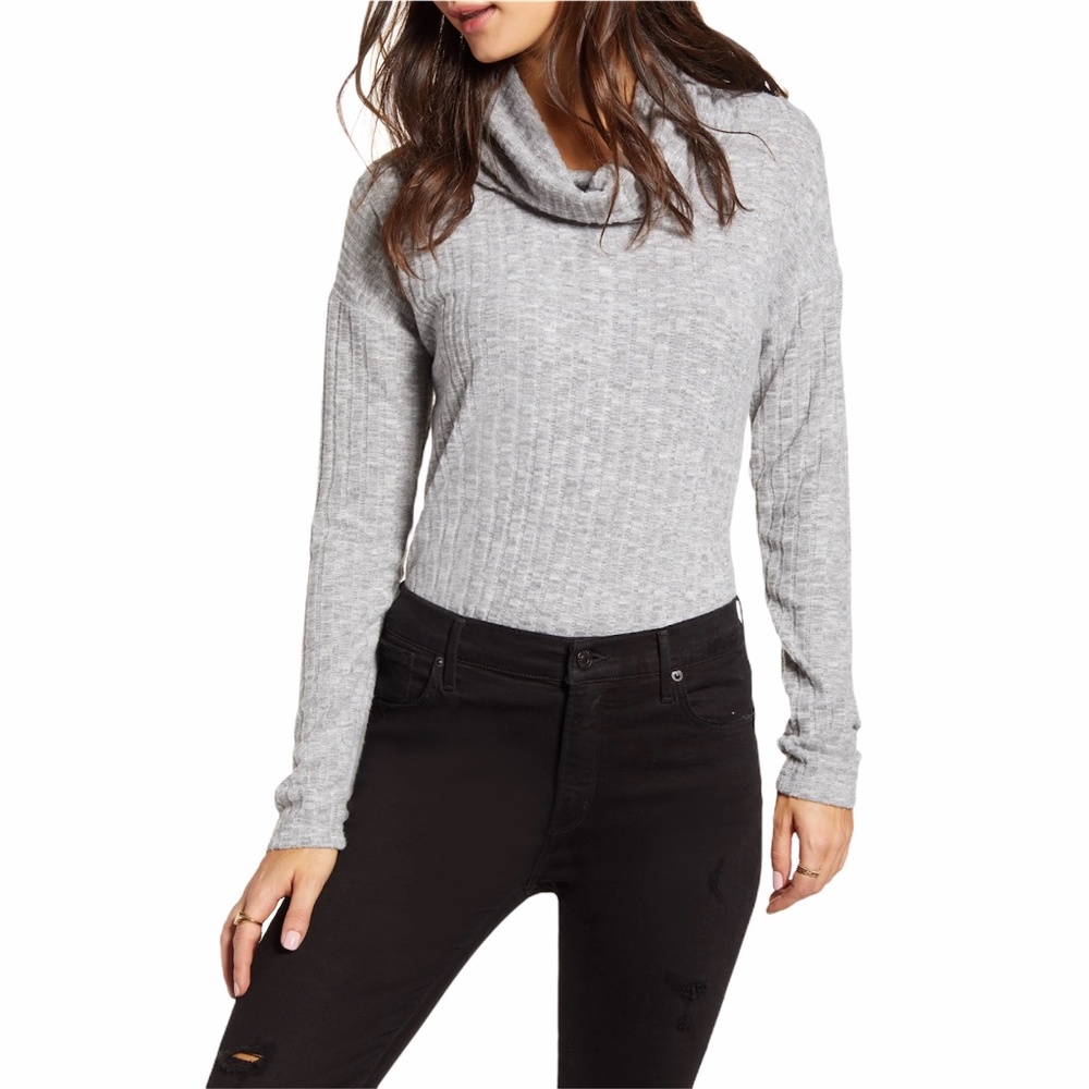 BP Ribbed Grey Slouchy Turtleneck Sweater - Picture 8 of 9